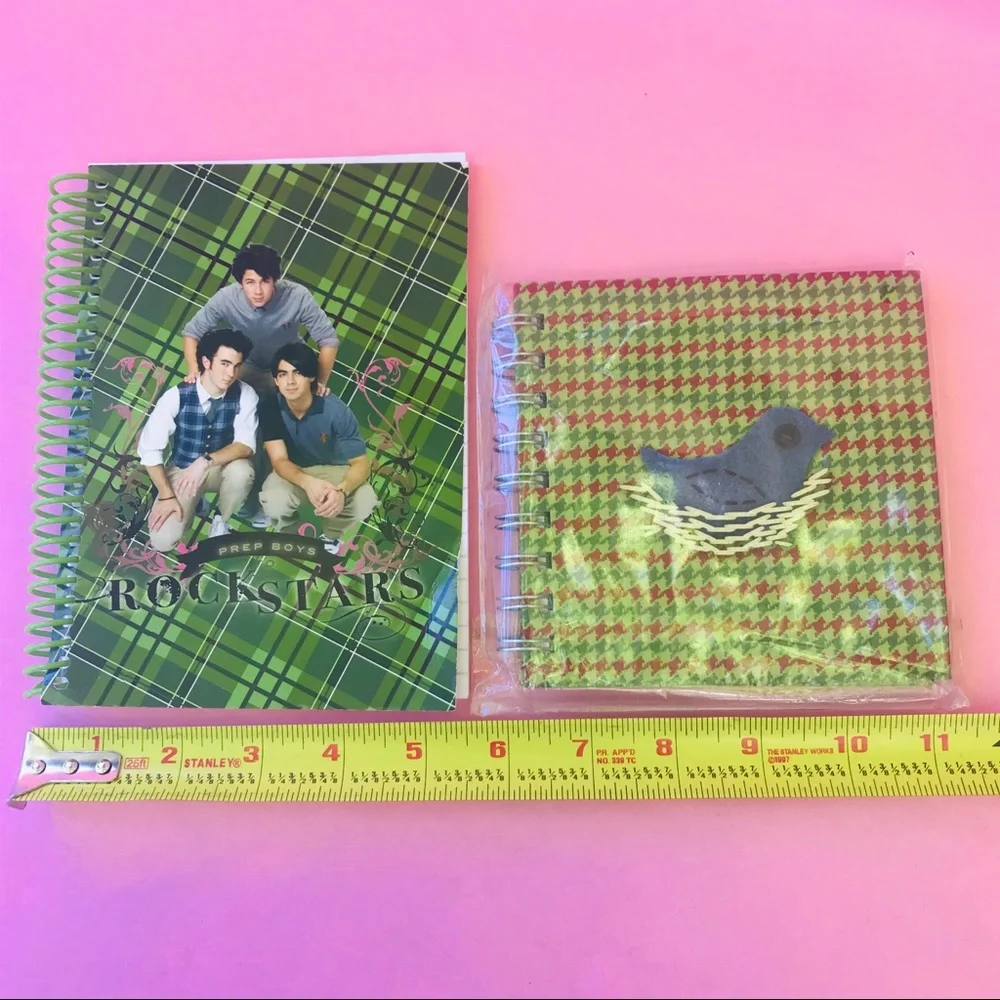 Vintage Jonas Brothers Green Plaid Spiral Notebook with extra